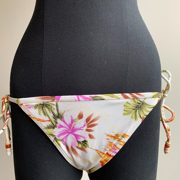 Billabong Surf BLUE CRUSH Vintage bikini natural floral beaded triangle low rise - Picture 6 of 7